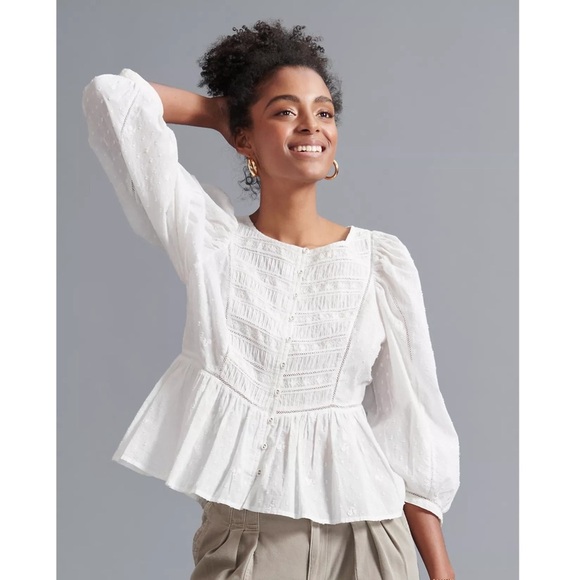 FOREVER THAT GIRL x Anthropologie verushka white embroidered peasant blouse top - Picture 1 of 12